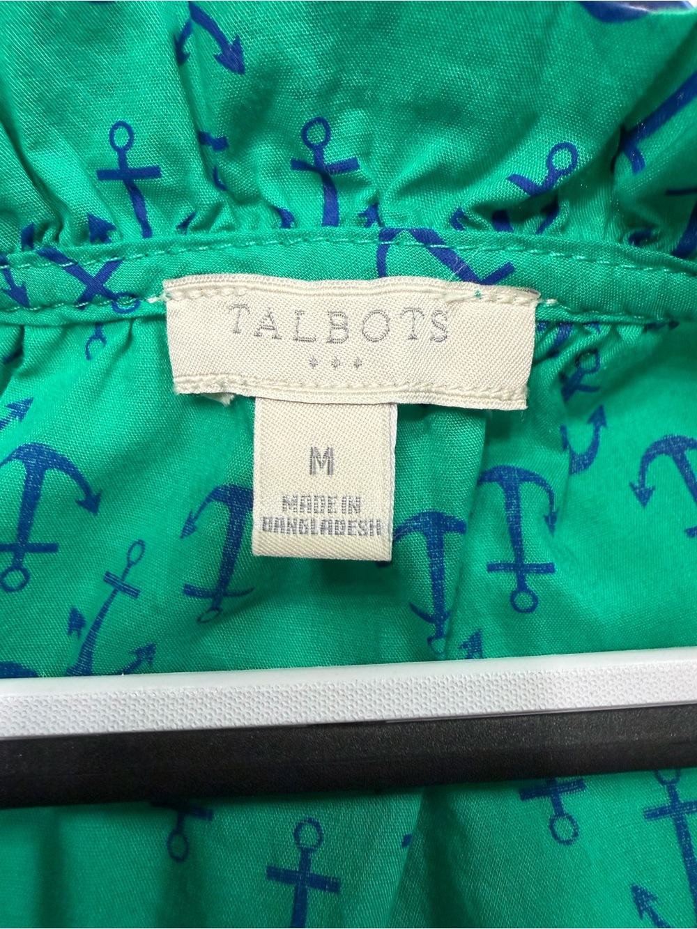 Talbots Green Sleeveless Anchor-Print Shell Top - Picture 3 of 5